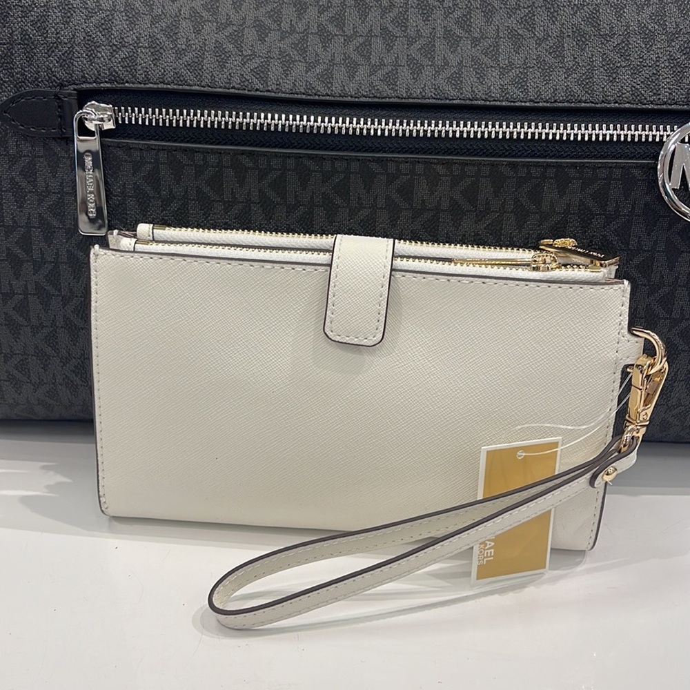 MICHAEL KORS LARGE DOUBLE ZIP WRISTLET WALLET PHONE CASE CLUTCH 
Optic White - Picture 6 of 16
